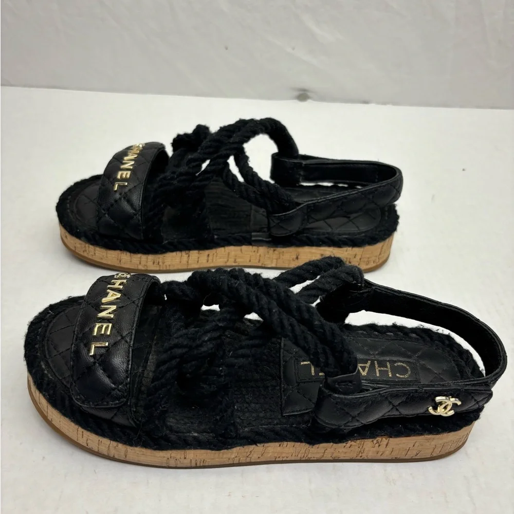 Chanel Quilted sandals SZ 38 - Picture 3 of 7
